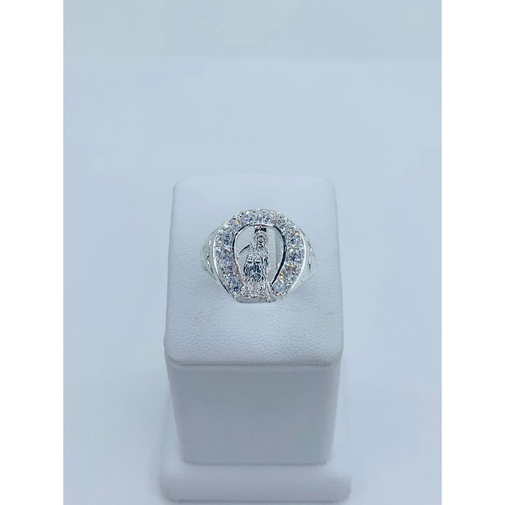 925 Sterling Silver Ring Santa Muerte / Saint Death horseshoe Size 10.5 - 12